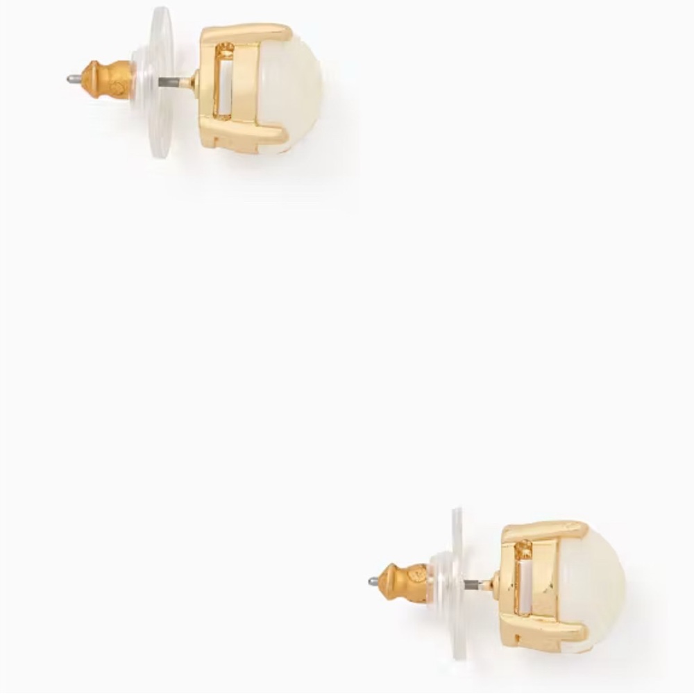 NEW Kate Spade Gum Drop Stud Earring Studs Pearl Cream Ivory Gold Pearls - Picture 3 of 5